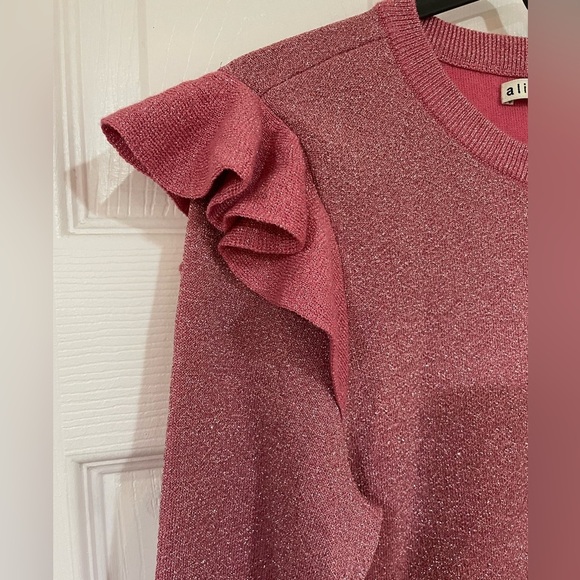 Alice + Olivia Pink Glitter pink mittie sweater size M - Picture 7 of 8